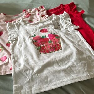 The Children's Place Strawberry Basket Tees - White, Pink, Red